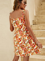 Straps Flower Print Short Dress