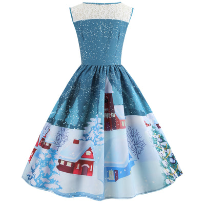 Christmas Printing Slim Dress