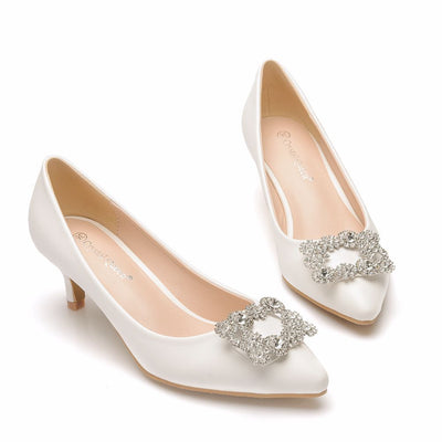 Square Buckle Rhinestone Pointy Shoes