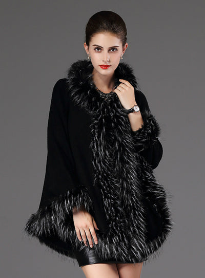 Collar Hooded Knitwear Cardigan Shawl Cloak