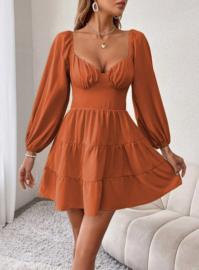 Sexy Backless Bubble Sleeve Dress