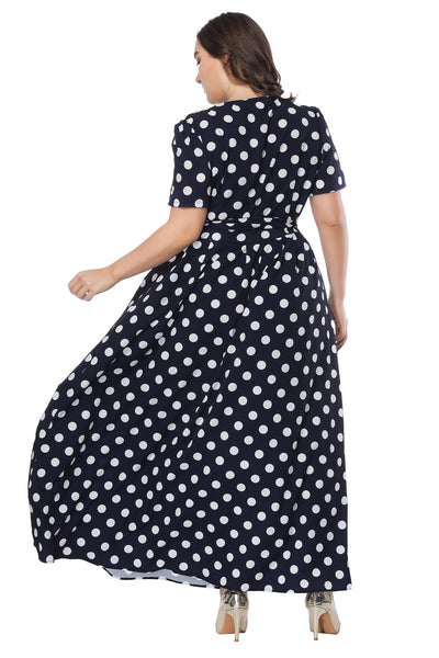 Plus Short Sleeve Polka Dot Dress