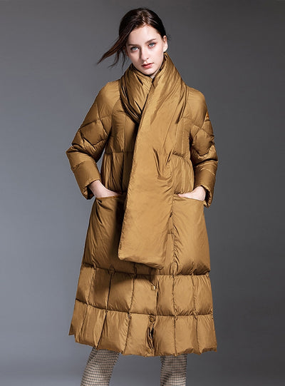 Small Necktie Scarf Down Jacket