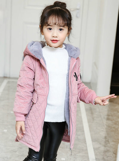 Warm Letter Velvet Cotton-Padded Children's Coat