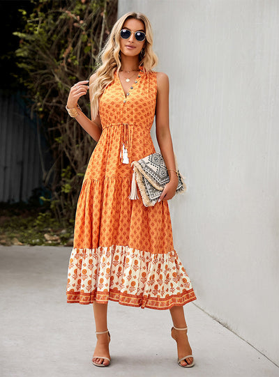 Bohemian Leisure Holiday Print Dress