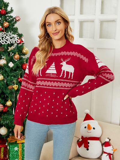 Pullover Deer Jacquard Christmas Sweater
