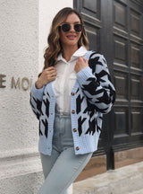 Button Loose Knit Cardigan Sweater