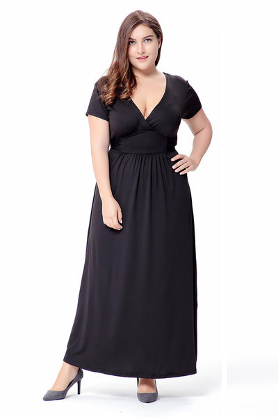 V-neck Short Sleeve Knitted Dress