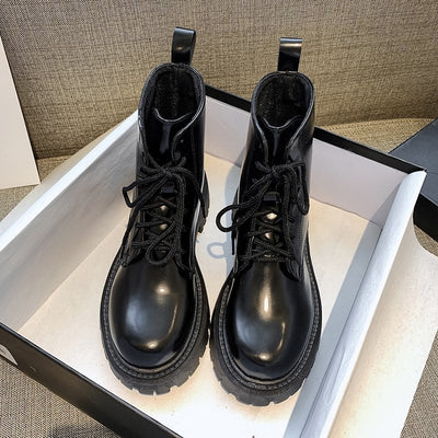 Platform Shoes Lace-up Motorcycle Boots
