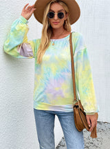 Tie-dyed Long-sleeved Round Neck T-shirt