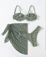 Leopard Print Gauze Swimsuit Three-piece Suit