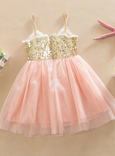 Tulle Ball Sleeveless Dresses Sequins Princess Children
