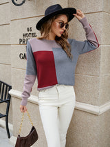 Pullover Stitching Contrast Sweater