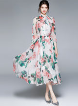 Holiday Vintage Scarf Printed Chiffon Dress