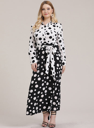 Casual Shirt Collar Single-breasted Polka Dot Long Sleeve Dress