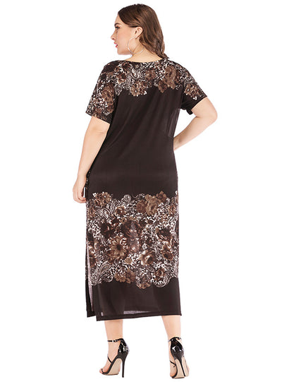 Perspective V-neck Short Sleeve Printed Docket Dress