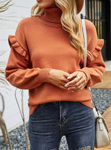 Double Lapel Lotus Leaf Cuff Head Sweater