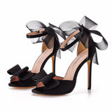 11cm Mesh Bow High-heeled Sandals