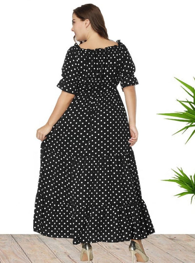 Word Collar Polka Dot Beach Dress