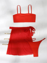 Yarn Three-piece Chain Swimsuit Bikini