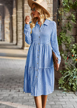 Plaid Casual Swing Long Sleeve Dress