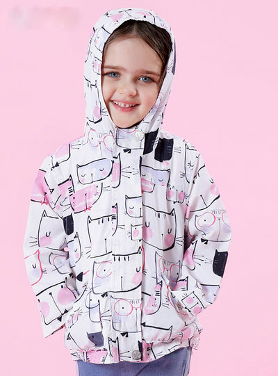 Cartoon Cat Outerwear Hooded Kids Clothes