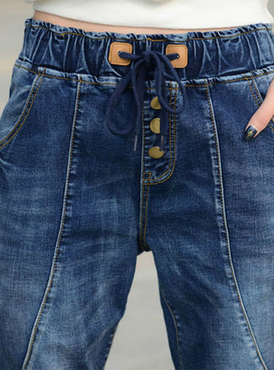 Tall Girl Elastic Waist Pencil Harem Denim Jeans