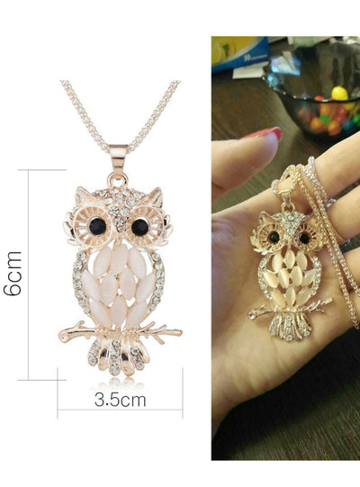 Owl Crystal Charming Flossy Necklaces & Pendants 