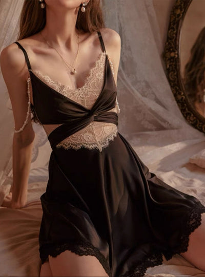 Sexy Ice Silk Housewear Pearl Nightdress