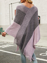 Contrast Cloak Shawl Sweater Coat