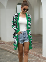 Long Christmas Deer Cardigan Sweater Coat