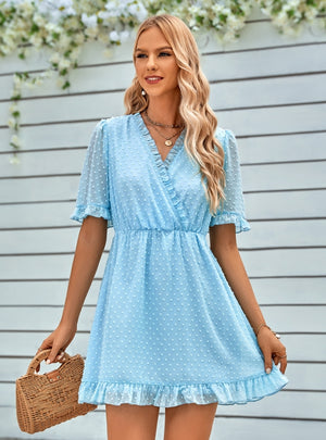 Casual V-neck Short Sleeve Ball Dress