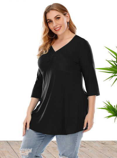 Large Size Women's Nine-point Sleeve Top