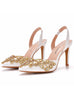 Pointed Gold Rhinestone High Heels Sandals