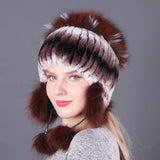 Fur Rex Rabbit Hat Winter Fashion Women