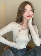 Ladies All-match Sweater Single-breasted Knitted Cardigan