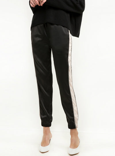 Silver Side Stripe Sweatpants Block Basic Women Pants