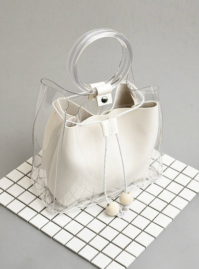 Mini Small Shoulder Bag Clear Transparent Drawstring