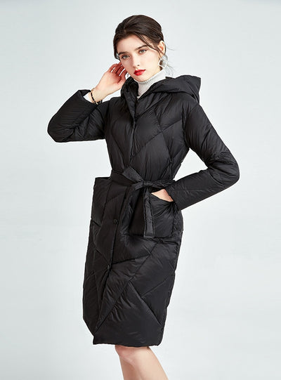 Slim-fit Long Hooded White Duck Down Light Down