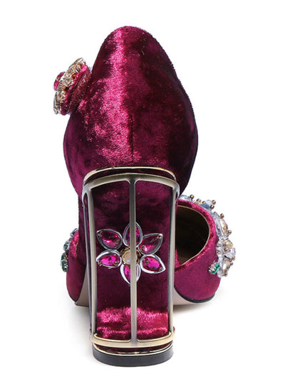 Floral Pumps Cutouts Bird Cage High Heel Crystal 