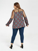 Lace Stitching Light Cooked Printed Top
