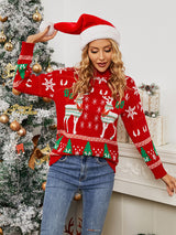Pullover Fawn Snowflake Christmas Day Sweater