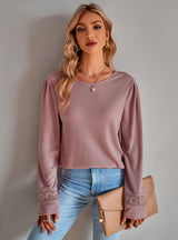 V-neck Solid Color Casual Top