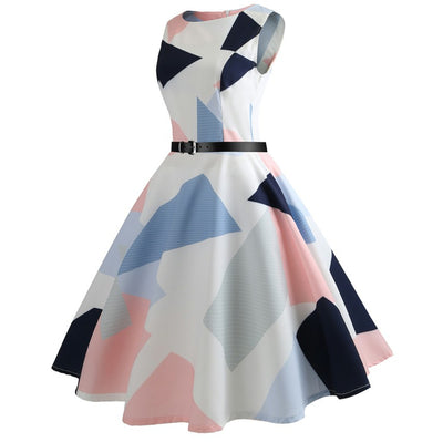 Retro Sleeveless Print Dress