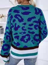 Turtleneck Color-bump Leopard Sweater