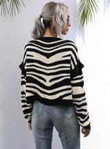 Fashion Short Contrast Striped Stitching Cardigan