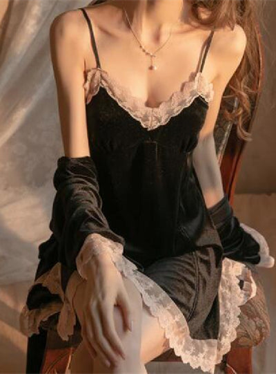 Velvet Nightdress Two Piece Suit