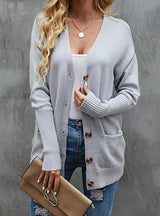 Solid Color Knitted Sweater Coat