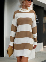 Women Long Sleeve Striped Dress