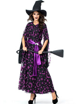 Halloween Purple Moon Magic Witch Costume